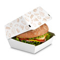 Boîte à burger "FRISCH & fein", 12 x 12 x 7,6 cm