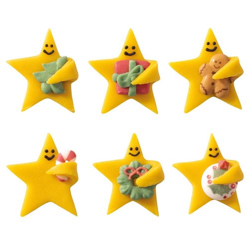 Marzipan-Sterne mit Zuckerdekoration, sortiert