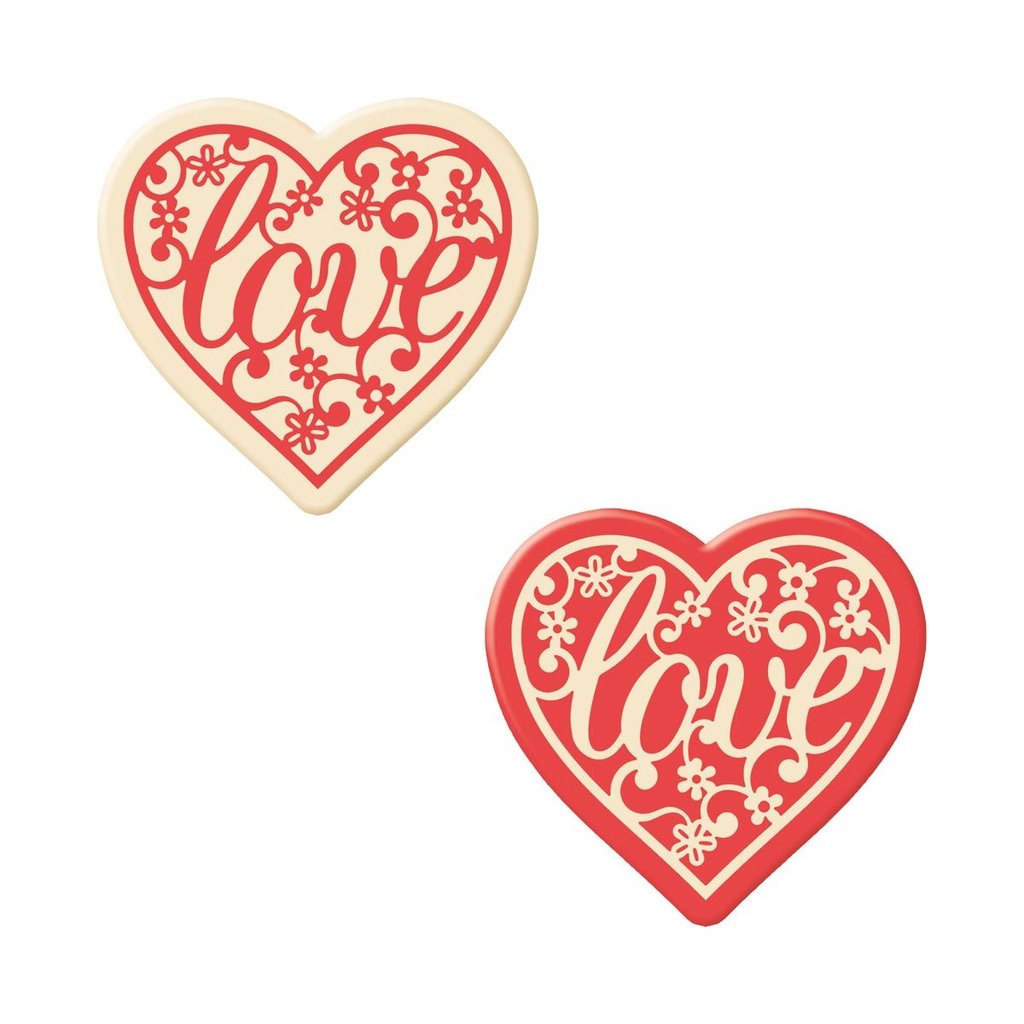 Decorazioni cuori di cioccolato "Love", 2 varietà