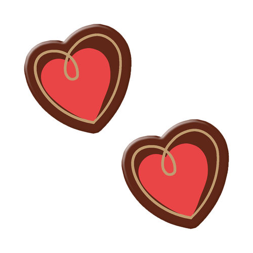 Decorazioni cuori di cioccolato fondente
