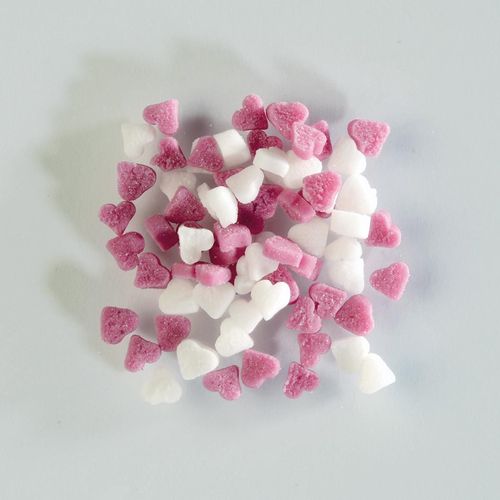 Decorazione cuori di zucchero bianchi/rosa, 1,5 kg
