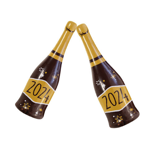 Champagner-Flasche "2024", dunkle Schokolade