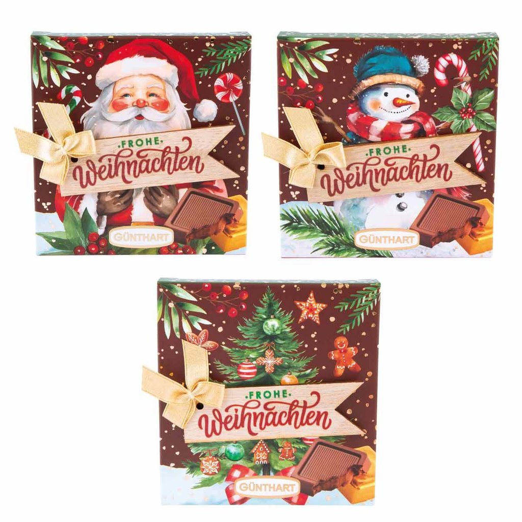 Praliné " Weihnachten ", décor en bois