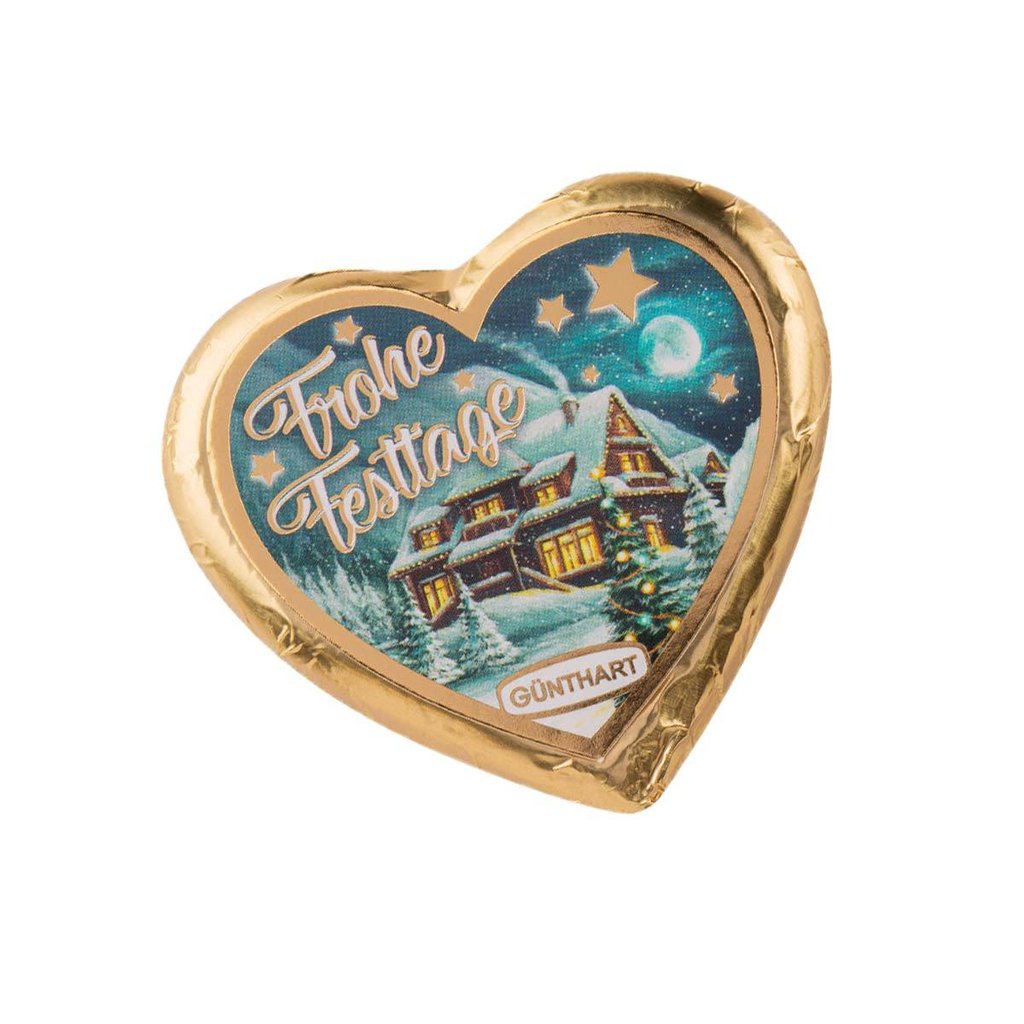 Grand coeur en chocolat "Frohe Festtage"
